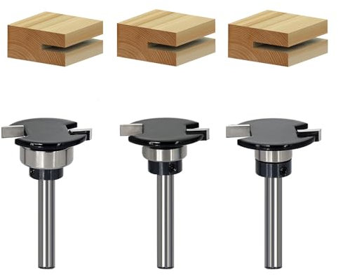 SICWOOD 3pcs Top Bearing Slot Cutter Router Bit Set - 1/4 Inch Shank, 5/32 Cutting Height, Wood Slotting Cutter Bit, for Groove Edges, 1/4 5/16 3/8 Depth