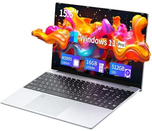 Wexultor Notebook 15,6 Pollici, PC Portatile 16 GB RAM 512GB SSD, Windows 11 PC Portatile Celeron N5095 Processor, Laptop con Digitale e Tastiera Retroilluminata, 2*USB 3.0, Mini HDMI, BT4.2