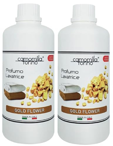 Set 2 Profumi Concentrati per Bucato Biancheria Lavatrice 500 ml.Preziosa Gold Flower. Camomilla Torino Italia.
