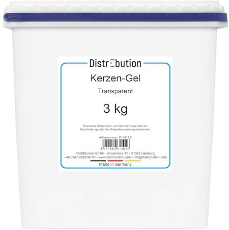 DistrEbution Kerzen-Gel transparent 3kg Kerzengel Gelwachs zum Kerzen gießen