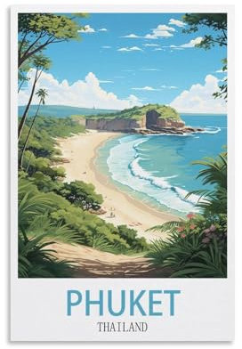 CNAHEIZ Phuket Thailand Vintage-Reiseposter, See, 20 x 30 cm, Leinwand-Kunstdruck, Gemälde für Wanddekoration, Wohnzimmer, Schlafzimmer