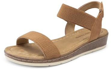 DREAM PAIRS Sandali alla Moda da Donna Comode Scarpe con Tacco a Zeppa e Suola Leggera per Camminare Spiaggia Viaggi,Size 40.5,Cammello,DWUMFS2525