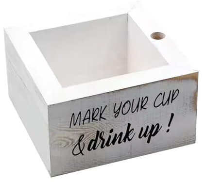 Porte-gobelet en bois, porte-gobelet de fête avec fente pour marqueur, porte-gobelet pour fête et mariage, porte-gobelet jetable rustique pour bar cuisine
