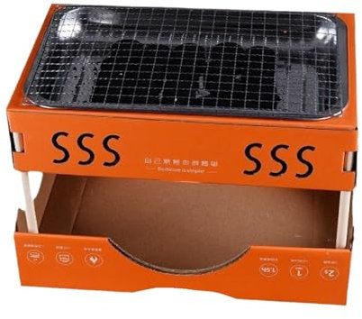 BBQ-Grill mit Holzkohle – Tragbarer Outdoor-Smoker, Tragbarer Drehspießgrill, Tragbarer Camping-BBQ-Grill | Zusammenklappbarer Holzkohlegrill für Camping 1–3 Personen – Klappbarer Tischgrill f