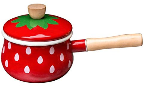 Casserole - Enamel Strawberry Milk Jug Non Stick Pan Mini Single Handle Baby Food Supplement Pot Household Induction Cooker