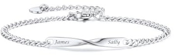 PiercingJak Armband mit Gravur Personalisierte Armbänder Damen Namen Armband Edelstahl Mobius Armkette Liebe Freundschaft Geschenke für Frauen Mädchen