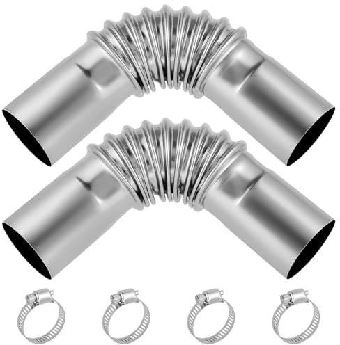 URAQT 25 mm Tubo de escape de acero inoxidable, 2 Pcs Manguera de Ventilación de Gas con 4 abrazaderas de manguera de acero inoxidable, para calefacción de estacionamiento, calefacción diésel
