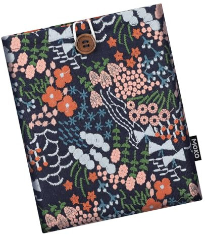 MoKo 6-7 Zoll Daisy Padded Sleeve Pouch für 7“ Kindle Colorsoft Signature Edition 2024, Kindle 11/10/8. Gen, Paperwhite 11/10. Gen, Tasche für eReader, Indigo Blume