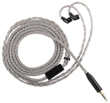 Linsoul Tripowin Zonie 16-Core Silver-Plated SPC IEM Cble w/Omni Mic | HiFi Wired Gaming Earbuds Cable, in-Ear Monitor Upgrade Cable, 1.25m Tangle-Free Wire for Audiophiles, 3.5mm,Recessed 2PIN