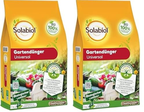Solabiol Bio Gartendünger Universal mit Sofort- und Langzeitwirkung für Obst, Gemüse und Zierpflanzen 5 kg, gelb (Packung mit 2)