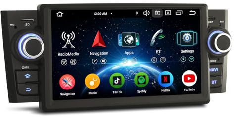 Erisin 8-Core 4GB+64GB Android 14 GPS Navegación Estéreo de Automóvil para Fiat Fiat Grande Punto Linea 7 IPS Pantalla táctil Soporte Inalámbrico CarPlay Android Auto Bluetooth DSP WiFi Dab+ Canbus