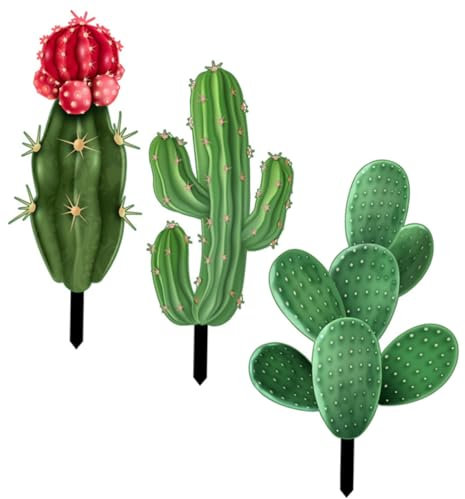 TOYANDONA 3piezas Adornos De Cactus Duraderos Letreros De Patio Decoración De Jardín Exterior