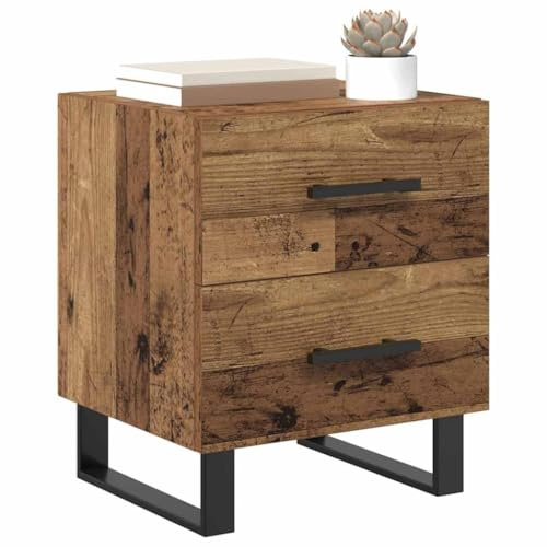 vidaXL Bedside Cabinet Old Wood 40 x 35 x 47.5 cm Engineered Wood, Rustic Nightstand Table, Bedroom Storage Cabinet, Compact Bedside Organizer with Drawer, Modern Furniture for