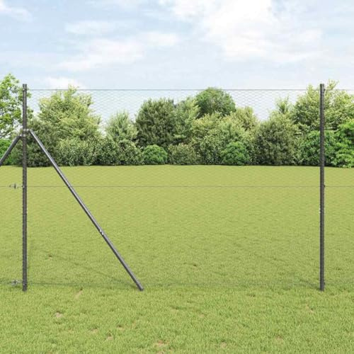 Sechseckgeflechtzaun Grau 1.6 x 25 m, robuster Stahl Draht Zaun für Garten, Hühnerstall, Geflügelnetz Rolle