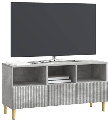 vidaXL TV-Schränk Betongrau 102 x 34,5 x 50 cm Holzwerkstoff, Wohnzimmer, Vintage TV-Ständer, rechteckiges Möbelstück, moderner Lowboard, viel Stauraum, Deko für Entertainment