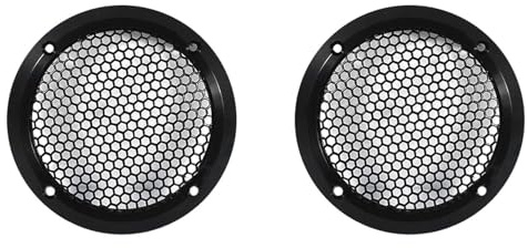 Onchdbfhuu 2X Aluminum Car Tweeter Speaker Grill Cover, 3.5 Inch, Full Metal Mesh Grille for Audio Enhancement Black