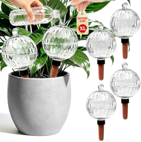 Plant Watering Globes, 26oz Extra Large Top Fill Self Watering Globes, Water Globes, Plant Water Bulbs, Watering Bulbs for Indoor Outdoor Planters, Water Plants While Away 6-Pack