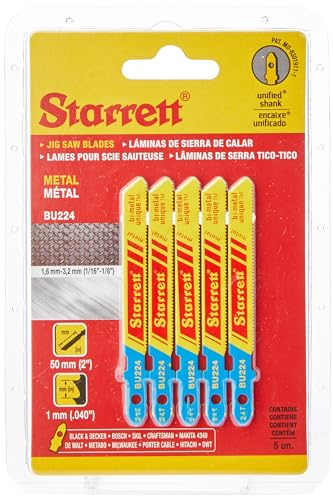 Starrett Jigsaw Blades Set - 5 Pack Saw Blade for Metal Cutting - BU224-5