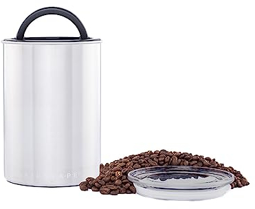 Airscape Kaffeebehälter aus Edelstahl – Vorratsbehälter für Lebensmittel – Patentierter luftdichter Deckel – Erhaltung der Lebensmittelfrische durch überschüssige Luft (Medium, Silber)