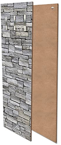 Garderobe mit Design Natursteinmauer Grau G217 40x125cm Wandgarderobe Stein Sandstein Mauer