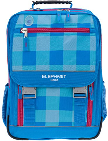ELEPHANT Hero 2 Schulrucksack XL Schulranzen Schultasche 12364 (Plaid Aqua (Türkis Magenta))