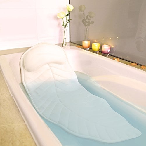 Badewannenkissen Ganzkörper Badekissen Kissen Badewanne (125 x 49cm) - Badewannenmatte mit Kopfstütze unterstützt Nacken, Rücken und Beine - Hängehaken für schnelles Trocknen Home Spa