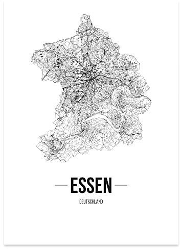 JUNIWORDS Stadtposter - Wähle Deine Stadt - Essen - 21 x 30 cm Poster - Schrift B - Weiß