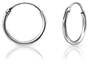 DTPsilver® 925 Sterling Silber Creolen Ohrringe - Klein/Mittelgroße/Groß - Dicke 1.2 mm - Durchmesser: 12 mm