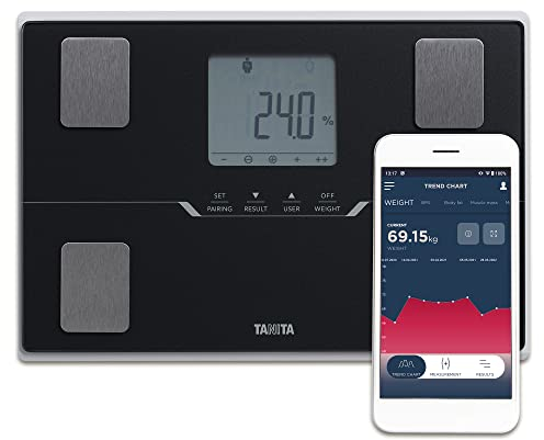 TANITA BC-401 Balance intelligente de composition corporelle familiale compacte noire avec application pour le suivi de la condition physique