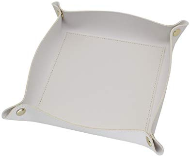 GUBEE Organizador de bandejas de Piel,Organizador de Bandeja de Cuero Práctica Caja de Almacenamiento para Carteras, Relojes, Llaves, Monedas, Teléfonos Celulares y Equipo de Oficina (Blanco)