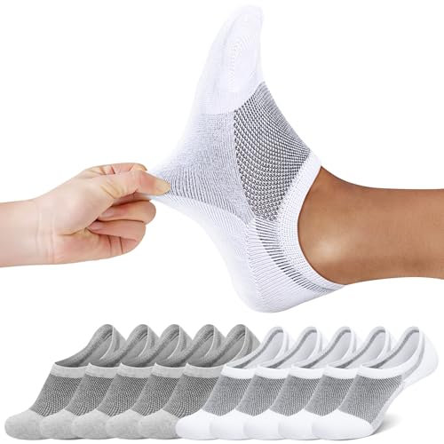 FALARY Füßlinge Herren 39-42 Weiß Kurze Socken 10 Paar Füsslinge Sneaker Socken Damen Unsichtbar No Show socks Sneakersocken