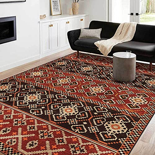 Teppich Moderner Teppich Wohnzimmer Teppich 100X150cmRetro-Stil rotbraun Dekoration Anti-Rutsch Teppich