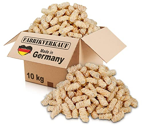 FABRIKVERKAUF Öko-Anzündwolle (10 kg) ca. 800 Stück, auch als (3kg+5kg), ökologische Grillanzünder, Kaminanzünder, Ofenanzünder, Holzwolle, Anzünder (10kg)