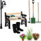 Weploda 7 Stück Miniatur Gartenbank Straßenlaterne, Möbel Deko Mini Ornament, 3 Gartengeräte, 1 Parkstraßenlaterne, 1 Parkbank und 1 Paar Mini-Regenstiefel, Geeignet zum Dekorieren eines Minigartens