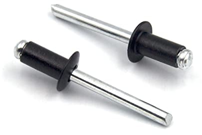 ISPINNER 100 rivetti ciechi in alluminio da 1/4 x 1/2, 6,4 x 12,7 mm, confezione da 100 (nero)