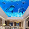 Benutzerdefinierte 3D Fototapete Blau Ozean Meer Wasser Unterwasser Welt Delphin Deckendekoration Wandbild Wandtapete 3D 200Cm(W)×140Cm(H)