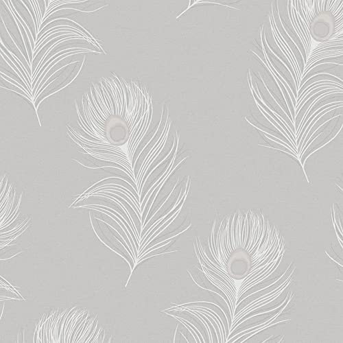 Holden Decor Opus Pavona Grey Wallpaper 36241 - Italian Peacock Feather Quill