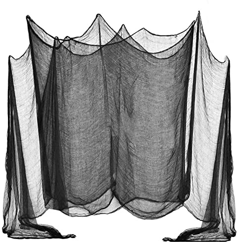 Jonami Halloween Deko Stoff Tuch Grusel Dekostoff Party Dekoration für Spuk Spukhäuser Dekor, Türen Hallen, Duschvorhänge, Veranden, Fenster, Tore - 600 * 120CM Schwarz