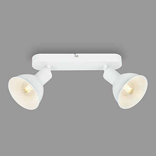 BRILONER Leuchten – Retro Deckenlampe, 2-flammige Retro Deckenleuchte, Deckenspot E14, Verstellbar, Weiß, 270 x 140 x 60 mm, 2674-026