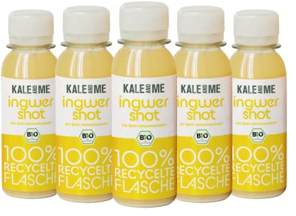 Kale and Me Bio Ingwer Shot Bundle mit Vitamin C, 9 Shots à 85 Milliliter mit scharfem Ingwer, Apfelsaft und Zitronensaft, Saftkur, aus regionaler Produktion, ohne Zusatzstoffe & vegan