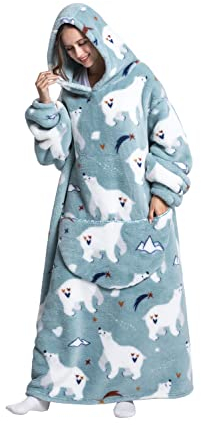 Lengthen Hoodie Blanket,Oversized Ultra Soft Warm Wearable Hooded Blanket Sweatshirt,One Size Fits All Adults Men Women
