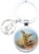 Erzengel St. Michael Schlüsselanhänger Protect Me Saint Shield Angel Cabochon Glas Metall Anhänger Orhodoxes Amulett christliches Schmuck Geschenke, weiß, L