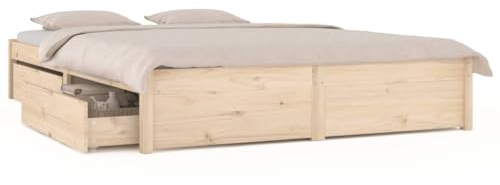 vidaXL Bett mit Schubladen Holzbett Massivholzbett Bettgestell Bettrahmen Doppelbett Lattenrost Schlafzimmerbett Schlafzimmermöbel 200x200cm