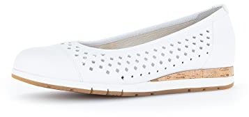 Gabor Damen Klassische Ballerinas, Frauen Flats,Wechselfußbett,Moderate Mehrweite (G),Abendschuhe,Slip-ons,Pumps,Weiss (Kork),42 EU / 8 UK
