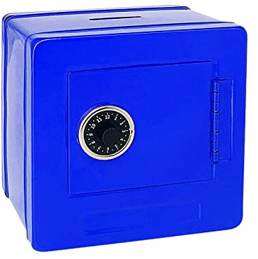 Salvadanaio a forma di maialino, cassaforte in metallo con chiave, salvadanaio per bambini, ragazzi e ragazze, miglior regalo (blu, quadrato)