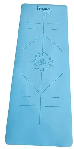 Premium Yogamatte - extra große Yogamatte rutschfest [ PU + Naturkautschuk] - innovative & AntiSlip-Beschichtung - mit Yoga-Gurt - 185x68x0,4cm – Sportmatte (Blue)