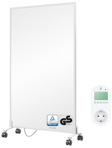 BR Bringer Infrarotheizung Standgerät - 800 Watt - Energiesparend - Mobile Elektroheizung mit Standfüßen auf Rollen, Steck-Thermostat - 5 Jahre Garantie, TÜV - Deutsche Qualitätsmarke (weiß)