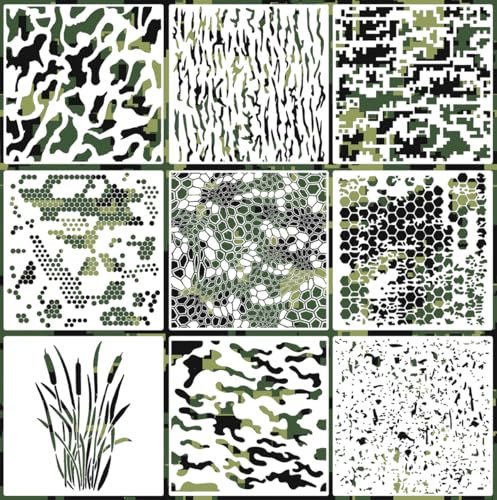Camouflage-Farbschablonen, 30,5 cm, wiederverwendbar, Camouflage-Schablone für Sprühfarbe, Holz, Leinwand, Papier, Stoff, Boden, Wand, Fliesen