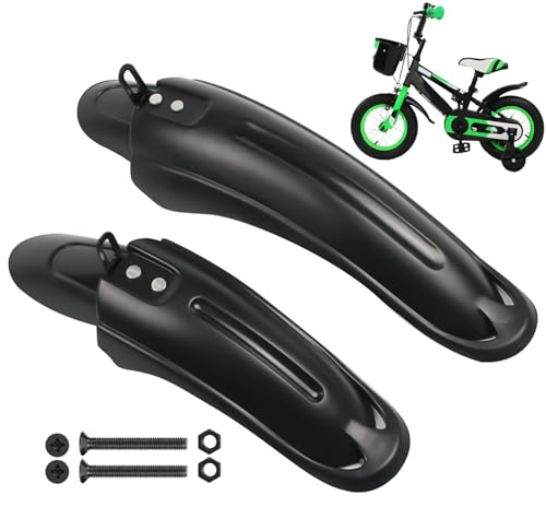 Orrdiffi 1 Paar Fahrrad Schutzblech Langlebig,Umweltfreundlich Fahrrad Zubehör,Mudguard Schutzblech Schutzblech Mountainbike für 12 Zoll Kinderfahrräder,Zum Schutz Vor Spritzwasser,Schwarz