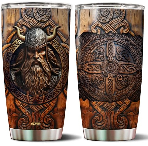 WONWIX Viking Cup Tumbler 20oz Viking Gifts for Men Dad Husband Vikings Stainless Steel Insulated Thermos Coffee Mugs Travel Drinking Cups Gift for Birthday Christmas Retirement Fathers Day